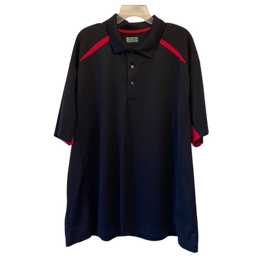 BEN HOGAN Performance Big Men's 3XL Polo Shirt Black Red 3 button short sleeve
